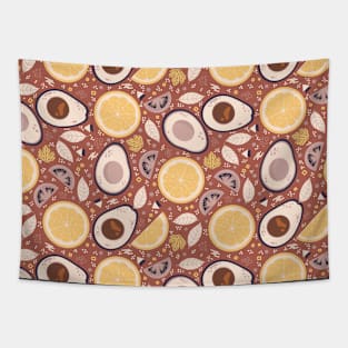 Avocado And Lemon Seamless Pattern Tapestry