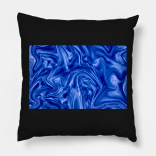 Blue Abstract Swirling Marble Pattern Pillow