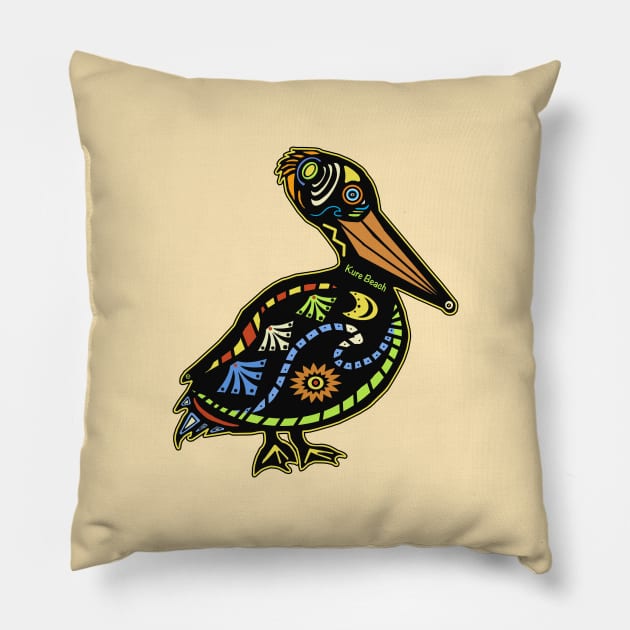 Kure Beach Pelican Pillow by Trent Tides