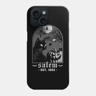 Salem 1692 - Black Cat Pumpkin - Retro Vintage Halloween Phone Case