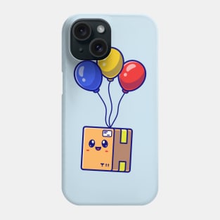 Cute Box Floating With Balloon Vector cartoon Phone Case