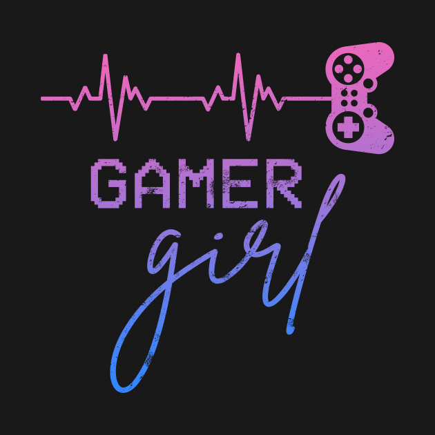 Gamer Girl Cute Heartbeat Gamer for Girl Video Game Lovers by PerttyShirty