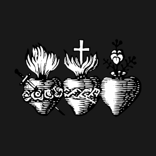 Three Hearts of the Holy Family Sacred Heart Immaculate Heart Pure Heart T-Shirt