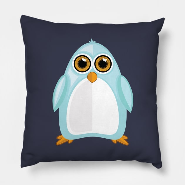 Baby Blue Penguin Pillow by adamzworld