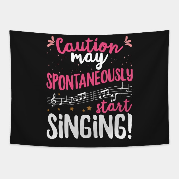 Caution may spontaneously start singing! - Music Singer print Tapestry by theodoros20