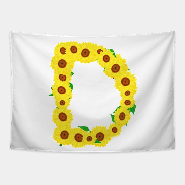 Sunflowers Initial Letter D (White Background) Tapestry by Art By LM Designs 