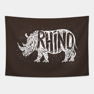 Rhino - White Tapestry