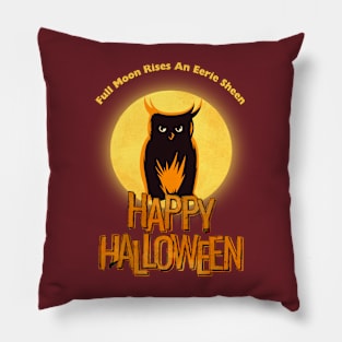 Eerie Moonlit Owl: Happy Halloween Pillow