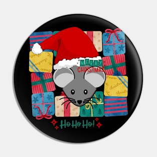 A RAT IN A PEACEFUL CHRISTMAS SANTA HAT Pin