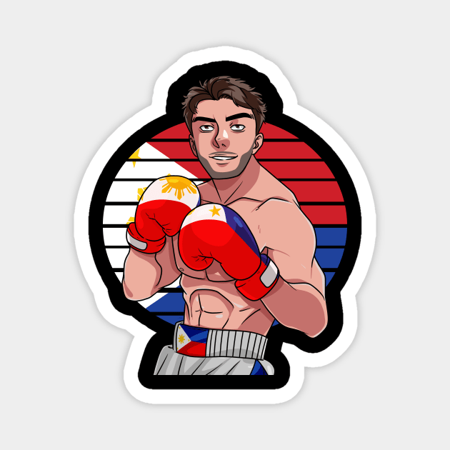 Philippines Boxer Filipino Flag Boxing Lover Magnet by Noseking