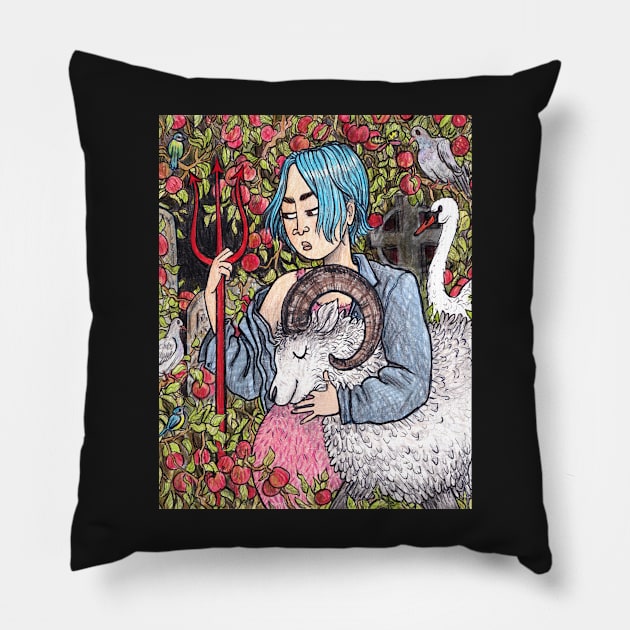 In the Dark Orchard Pillow by sadnettles