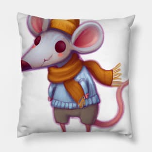 Cute Rat Drawing Pillow