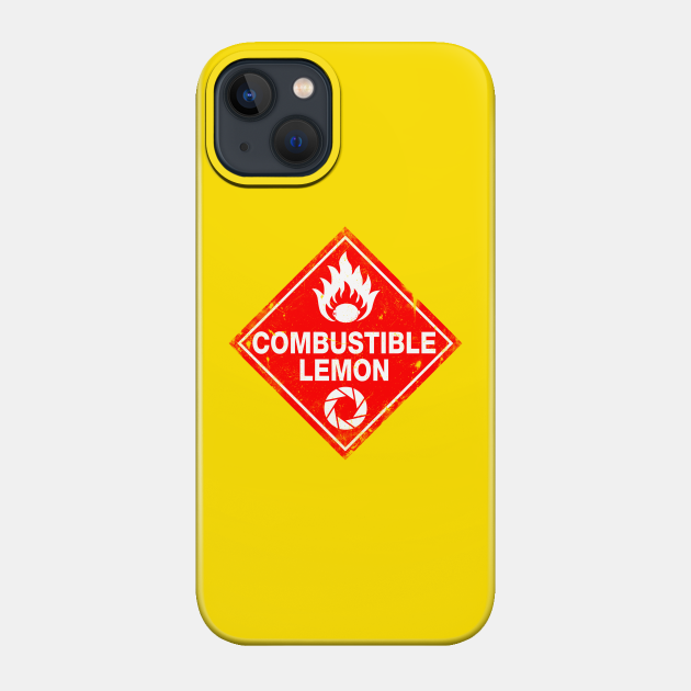 Combustible Lemon Warning Sign - Red - Cave Johnson - Phone Case