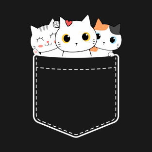 cute funny cats in pocket T-Shirt