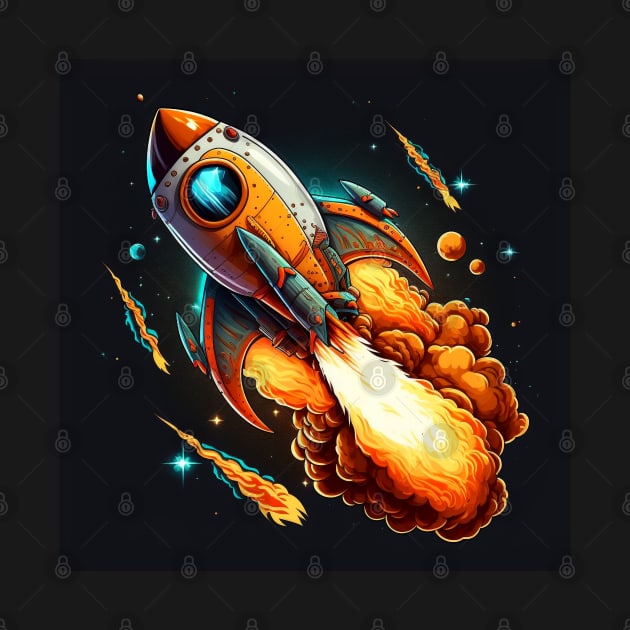 Space Rocket cartoon style by Buff Geeks Art