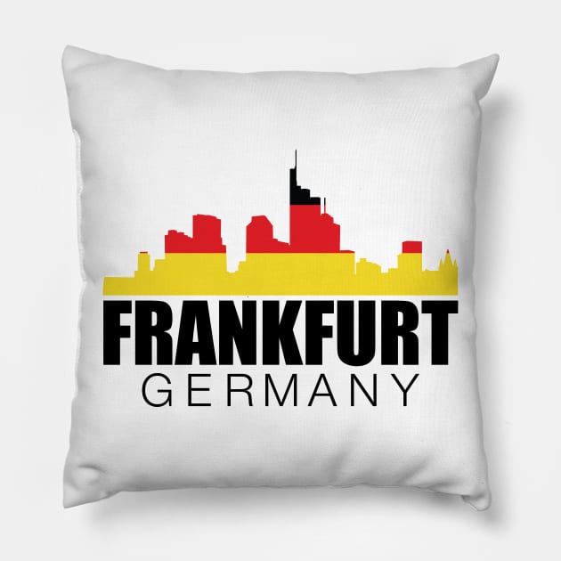 Skyline Frankfurt Germany Flag Pillow by mstory