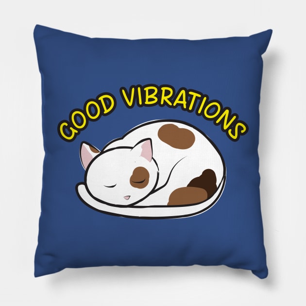 Purrs are Good Vibrations Pillow by LittleBearArt