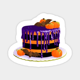 Another Striped Halloween Cake with Chocolate Bats Magnet