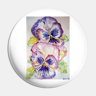 Pansy Watercolor Painting Flower purple Pin