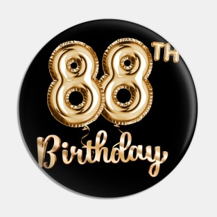 88th Birthday Gifts - Party Balloons Gold Pin