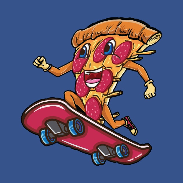 pizza riding skateboard by hongtrashop