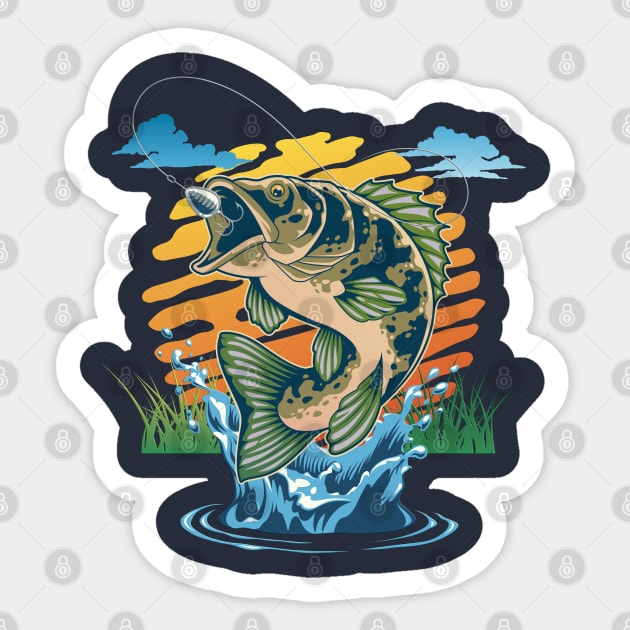 Fishing at the Lake Fishing Fisherman - Fishing Gift - Sticker