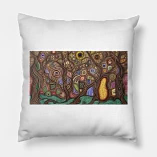 Abstract Fairytale Folk Art Woodland Pillow