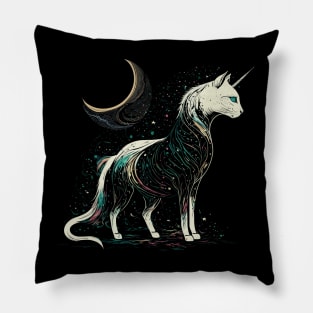 Mystic Unicorn Cat Under The Moonlight Pillow