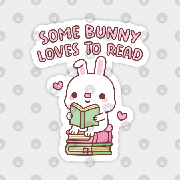 Cute Some Bunny Loves To Read Funny Pun Magnet by rustydoodle