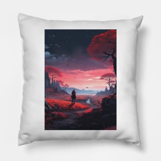 Dark Fantasy Anime Landscape Pillow