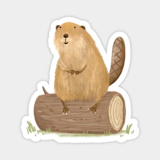 Beaver on a Log Magnet