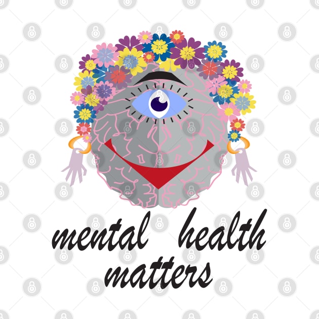 Mental Health Matters Floral  Brain by vlada antsi