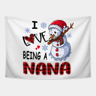 Chirstmas Snowman I Love Being A Nana Tapestry