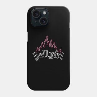 Hellgirl Aesthetic Goth Grl Grunge Design (Pink Flames & White Text) Phone Case