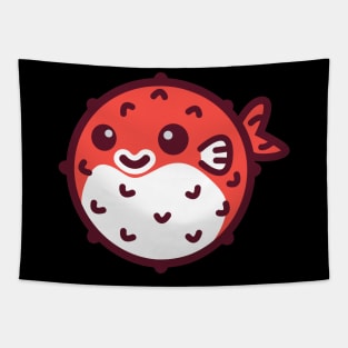 Blowfish Red on Black Tapestry