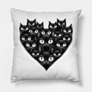 Black Cat Heart Pillow