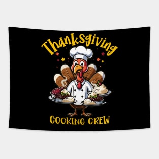 Thanksgiving Cooking Crew - Funny Turkey Chef Design Tapestry