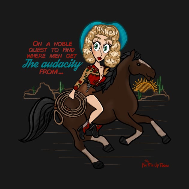“On a quest” cowgirl pin up by The Pin Me Up Toons