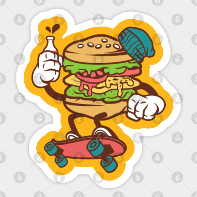 Burger Man - Cartoon - Sticker | TeePublic Burger Man - Cartoon - Sticker | TeePublic