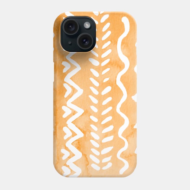 Loose boho chic pattern - orange Phone Case by wackapacka