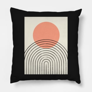 Orange Sun Rainbow Abstract - Mid century modern Pillow