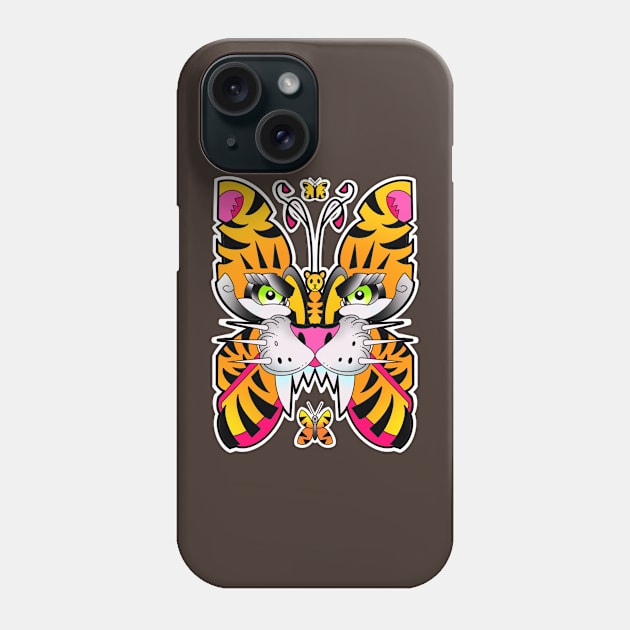 Butterfly tiger face Phone Case by weilertsen