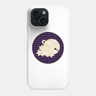 leigh bell and mistletoe over a black and violet tile pattern Phone Case