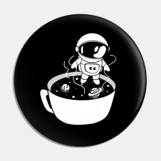 Cute Astronaut In Space Coffee Cup Illustration Pin