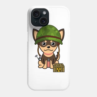 Funny small dog is a soldier Phone Case