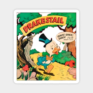 Drakestail Retro Duck with Hat walks worried: When do i get my money back? Vintage Comic 1947 Magnet