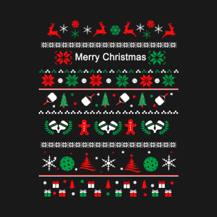 Ugly Christmas Sweater style Pickelball T-Shirt