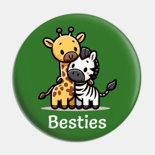 Giraffe and Zebra Besties Pin