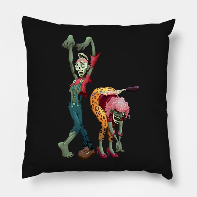 Zombie Couple Pillow by ddraw