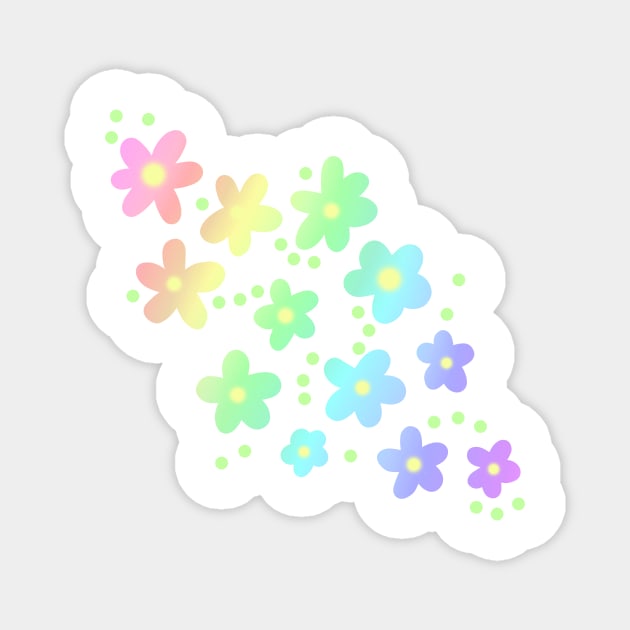 Whimsical Pastel Rainbow Flowers Magnet by Whoopsidoodle